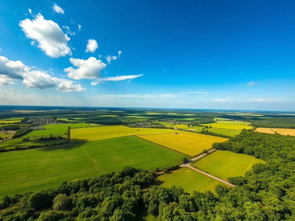 An aerial view of a large plot of land, highlighting its potential for development and investment.